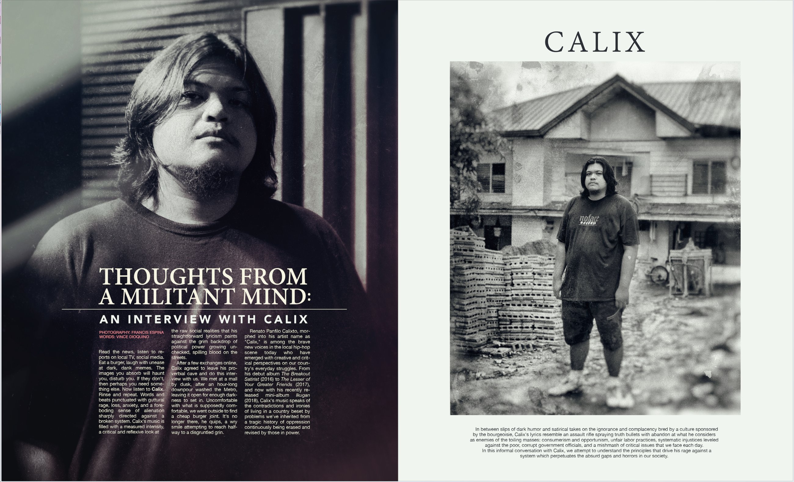 PULP Magazine — Calix interview, spread 1